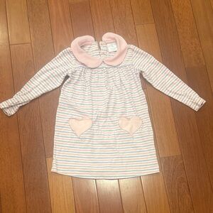 Little English Striped Pink & White Heart Pocket Dress size 3